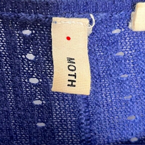 Moth for Anthropologie Lightweight Sweater with Sheer Sleeve Detail - Blues - L - Picture 10 of 13